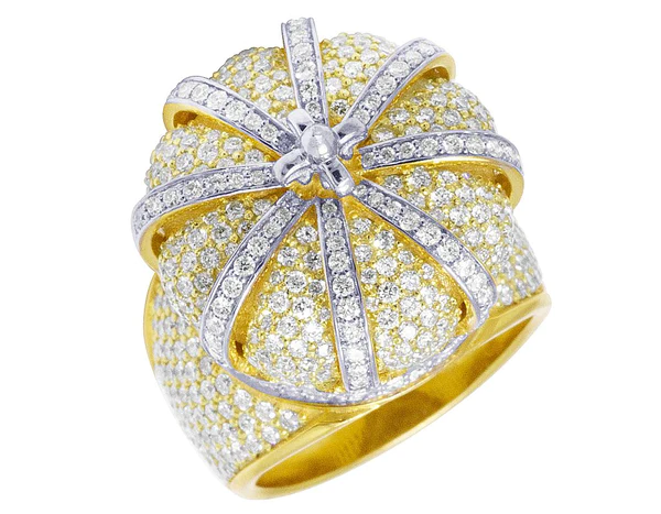 925 Sterling Silver Moissanite Diamond CROWN Men Ring, Fully Iced Gold Plated Men Pinky Ring, Round Moissanite Diamond Hip Hop Ring For Him