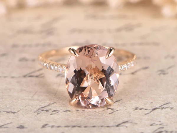 1_1875f61d-0028-484f-84fe-918dafbb9569_600x600 Pink Morganite Engagement Ring Rose Gold 14K Rose Gold Diamond Band Oval Natural Morganite Ring Promise Ring Wedding Ring