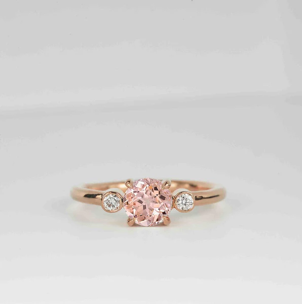1_188eac24-000f-4749-b10c-76cb9f13a534_600x600 Morganite Engagement Ring | Dainty Morganite and Diamond Anniversary Ring | Round Diamond Bridal Promise Art Deco Ring | Luxury Unique Ring