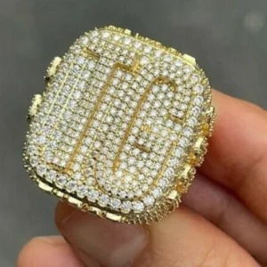 Men's Iced Out Ring, VVS Moissanite Diamond Ring, 925 Silver Championship Ring, Rapper Hip Hop Champion Rings, Custom Diamond Ring, Men Gift