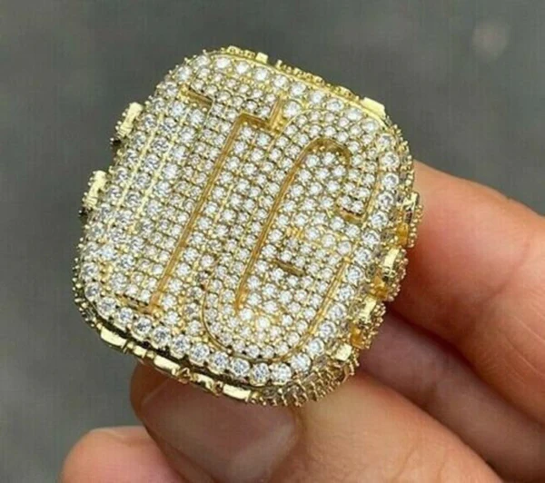 Men's Iced Out Ring, VVS Moissanite Diamond Ring, 925 Silver Championship Ring, Rapper Hip Hop Champion Rings, Custom Diamond Ring, Men Gift