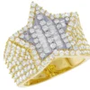 925 Sterling Silver Moissanite Diamond STAR Men Ring, Fully Iced Gold Plated Men Pinky Ring, Round Moissanite Diamond Hip Hop Ring For Him
