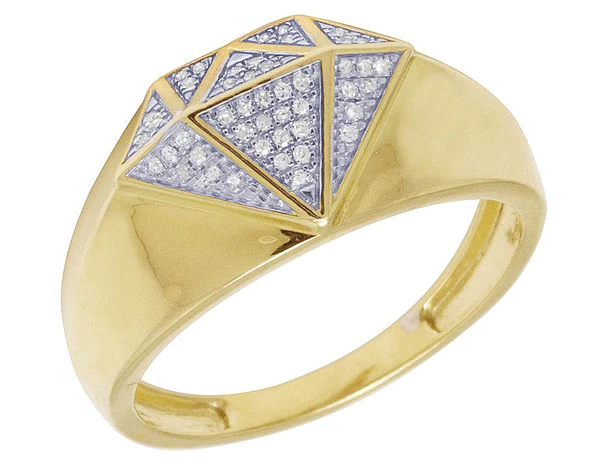 925 Sterling Silver Moissanite Diamond Men Ring, Fully Iced Gold Plated Men Pinky Ring, Round Moissanite Diamond Hip Hop Ring For Him