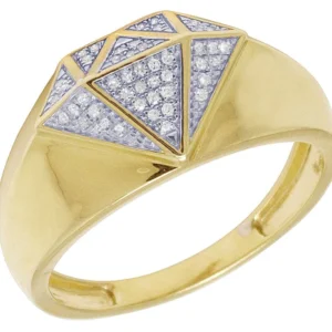 925 Sterling Silver Moissanite Diamond Men Ring, Fully Iced Gold Plated Men Pinky Ring, Round Moissanite Diamond Hip Hop Ring For Him