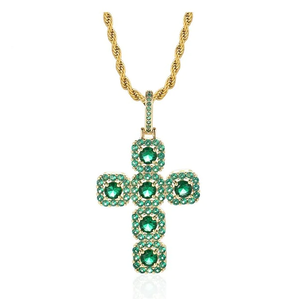 1_29010964-b101-44f7-9e31-dd6649b72e92_600x600 Round Green VVS Diamond CROSS Hip Hop Pendant, Sterling Silver Iced Out Birthday Gift Pendant, Charm Diamond Hip Hop Pendant