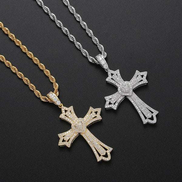 Round Cross VVS Diamond Hip Hop Pendant, Sterling Silver Iced Out Birthday Gift Pendant, VVS Diamond Hip Hop Charm Pendant