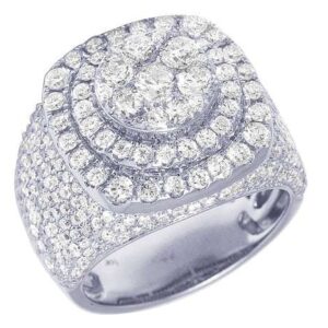 925 Sterling Silver Moissanite Diamond Men Ring, Fully Iced Gold Plated Men Pinky Ring, Round Moissanite Diamond Hip Hop Ring For Him