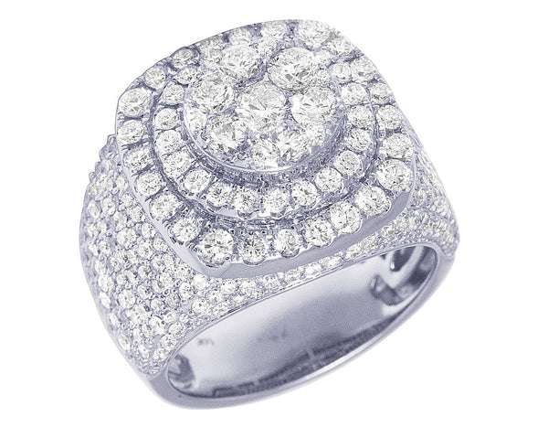 925 Sterling Silver Moissanite Diamond Men Ring, Fully Iced Gold Plated Men Pinky Ring, Round Moissanite Diamond Hip Hop Ring For Him