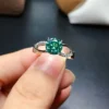 Green Moissanite Ring, 925 Sterling Silver, 2ct Moissanite Ring, Engagement Ring, Wedding Ring, Luxury Ring/Band, Round Cut Ring