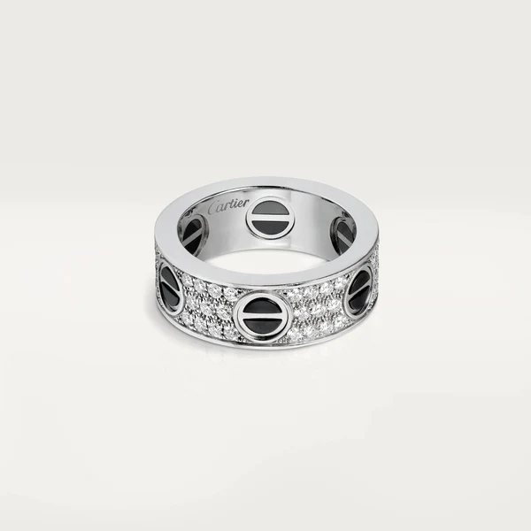 925 Sterling Silver Round Moissanite Diamond LOVE Unisex Ring, Fully Iced Gold Plated Men LOVE Pinky Ring, Round Moissanite Diamond Hip Hop Ring For Him