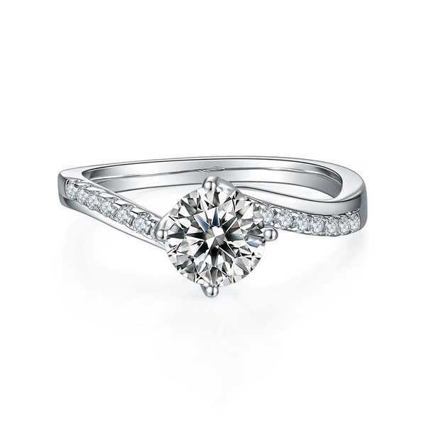 Round Moissanite Solitaire Diamond Engagement Ring, Sterling Silver Moissanite Diamond Wedding Ring For Bridal, 10K/14K Gold Anniversary Diamond Ring For Gift