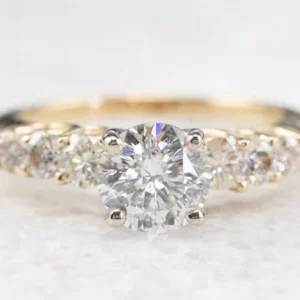 Round Cut Moissanite Solitaire Diamond Engagement Ring, Sterling Silver Moissanite Diamond Wedding Ring For Bridal, 10K/14K Gold Anniversary Diamond Ring For Gift