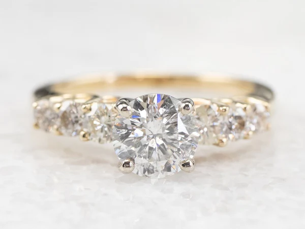 Round Cut Moissanite Solitaire Diamond Engagement Ring, Sterling Silver Moissanite Diamond Wedding Ring For Bridal, 10K/14K Gold Anniversary Diamond Ring For Gift