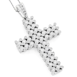 Round VVS Diamond CROSS Hip Hop Pendant, Sterling Silver Iced Out Birthday Gift Pendant, Charm Diamond Hip Hop Pendant