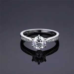 Round Moissanite Solitaire Diamond Engagement Ring, Sterling Silver Moissanite Diamond Wedding Ring For Bridal, 10K/14K Gold Anniversary Diamond Ring For Gift