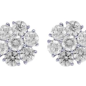 Round VVS Diamond Sterling Silver Stud Cluster Diamond Earring, 10K/14K Gold Hip Hp Jewelry For Women, Anniversary Gift For Her