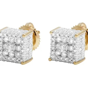 Round VVS Diamond Sterling Silver Stud Halo Diamond Earring, 10K/14K Gold Hip Hp Jewelry For Women, Anniversary Gift For Her