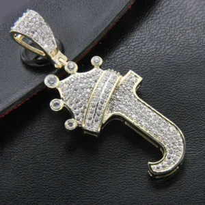 Round VVS Diamond Customized Letter Pendant, Customized Letter Silver Diamond Pendant, Full Iced Out Diamond Hip Hop Charm Pendant