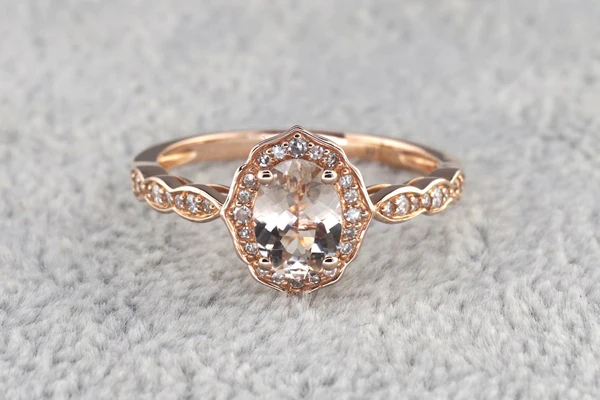 1_4be88141-2f7e-4742-b5ac-953aa222016f_600x600 Oval Pink Morganite Diamond Women Ring, Sterling Silver Halo Diamond Wedding Ring For Bridal, Solid Gold Morganite Ring For Anniversary Gift