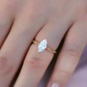 Marquise Moissanite Solitaire Diamond Engagement Ring, Sterling Silver Moissanite Diamond Wedding Ring For Bridal, 10K/14K Gold Anniversary Diamond Ring For Gift