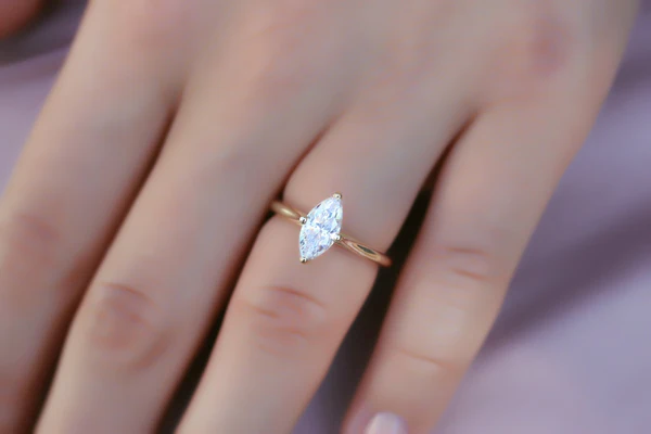 Marquise Moissanite Solitaire Diamond Engagement Ring, Sterling Silver Moissanite Diamond Wedding Ring For Bridal, 10K/14K Gold Anniversary Diamond Ring For Gift
