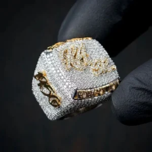 Moissanite Diamond Customized Men Diamond Ring, Sterling Silver Champion Men Ring For Birthday Gift, Gold Plated Diamond Ring, Men Ring