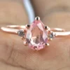 Pear Natural Pink Morganite Rose Gold Engagement Ring Sterling Silver  Diamond Wedding Rings Minimalist Women Promise Anniversary Gift