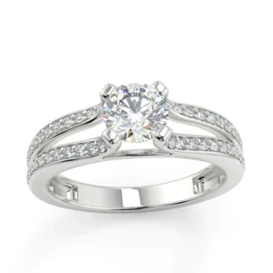 Round Moissanite Solitaire Diamond Engagement Ring, Sterling Silver Moissanite Diamond Wedding Ring For Bridal, 10K/14K Gold Anniversary Diamond Ring For Gift