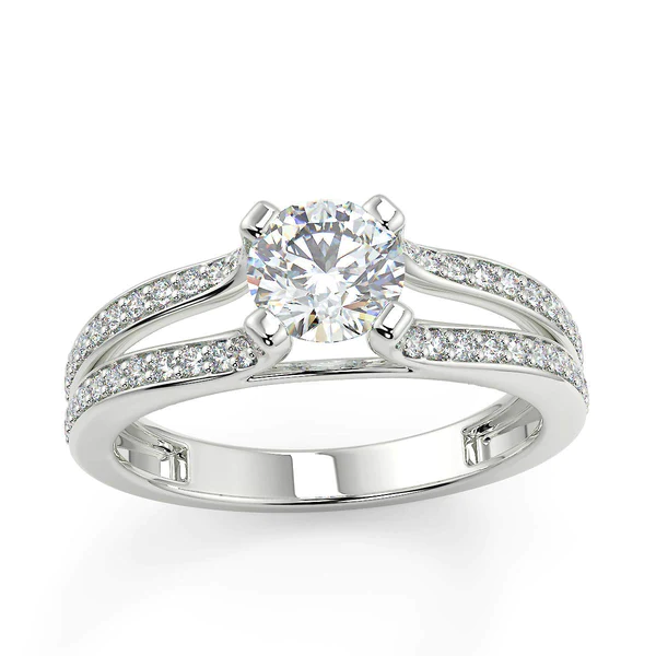 Round Moissanite Solitaire Diamond Engagement Ring, Sterling Silver Moissanite Diamond Wedding Ring For Bridal, 10K/14K Gold Anniversary Diamond Ring For Gift