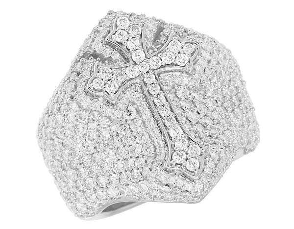 1_53241629-cf1d-493c-81e9-fa0482b23dda_600x600 925 Sterling Silver Moissanite Diamond CROSS Men Ring, Fully Iced Gold Plated Men Pinky Ring, Round Moissanite Diamond Hip Hop Ring For Him