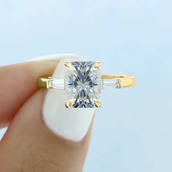 1_583280b4-73f9-4149-ae54-cd11f180fadd_600x600 Radiant Moissanite Diamond 2.5CT With Side Baguette Moissanite Diamond Three Stone Ring Radiant Moissanite Engagement Ring For Her