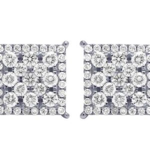 Round VVS Diamond Sterling Silver Stud Cluster Diamond Earring, 10K/14K Gold Hip Hp Jewelry For Women, Anniversary Gift For Her