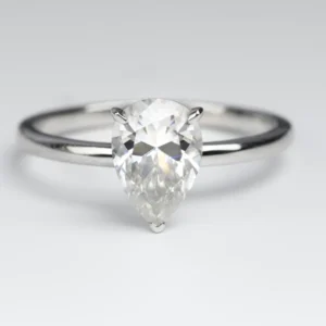 Pear Cut Moissanite Solitaire Diamond Engagement Ring, Sterling Silver Moissanite Diamond Wedding Ring For Bridal, 10K/14K Gold Anniversary Diamond Ring For Gift