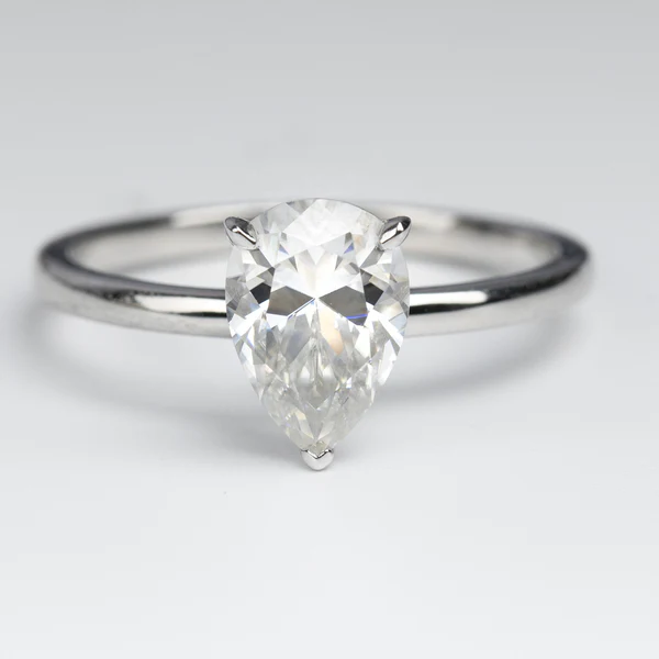 Pear Cut Moissanite Solitaire Diamond Engagement Ring, Sterling Silver Moissanite Diamond Wedding Ring For Bridal, 10K/14K Gold Anniversary Diamond Ring For Gift