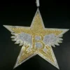 Round VVS Diamond STAR Customized Pendant, Customized Letter Diamond Pendant, Full Iced Out Diamond Hip Hop Charm Pendant