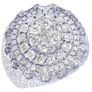 925 Sterling Silver Moissanite Diamond Men Ring, Fully Iced Gold Plated Men Pinky Ring, Round Moissanite Diamond Hip Hop Ring For Him