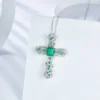 1_7401ef67-7596-4fb6-ad0e-8c1031ee37a6_600x600 Round White VVS Diamond & Green Emerald Diamond CROSS Hip Hop Pendant, Sterling Silver Iced Out Birthday Gift Pendant, Charm Diamond Hip Hop Pendant
