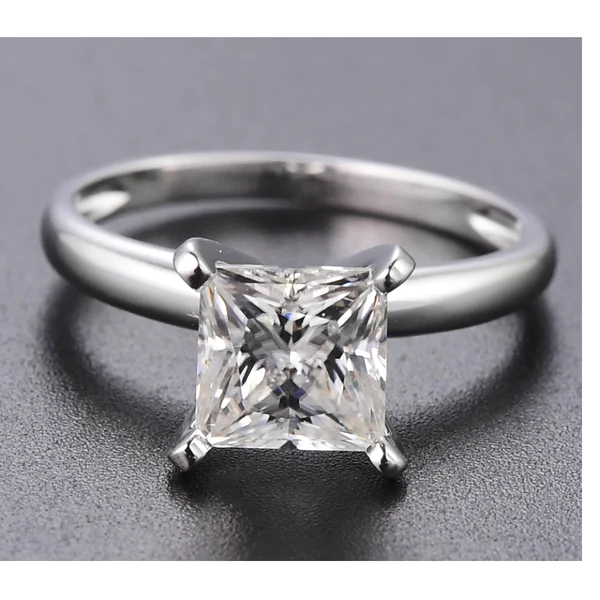 Princess Moissanite Solitaire Diamond Engagement Ring, Sterling Silver Moissanite Diamond Wedding Ring For Bridal, 10K/14K Gold Anniversary Diamond Ring For Gift