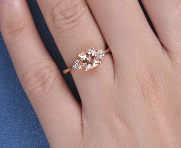 1_7f9049e3-bde8-4f31-8410-51d151975eba_600x600 Cushion Cut Morganite Engagement Ring Rose Gold Cluster Morganite Ring Antique Bridal Diamond Women Stacking Solitaire Unique Anniversary
