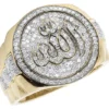 925 Sterling Silver Moissanite Diamond ALLAH Men Ring, Fully Iced Gold Plated Men Pinky Ring, Round Moissanite Diamond Hip Hop Ring For Him