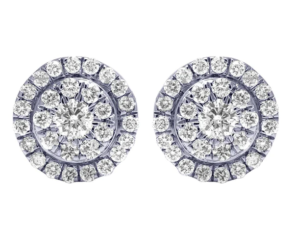 Round VVS Diamond Sterling Silver Stud Halo Diamond Earring, 10K/14K Gold Hip Hp Jewelry For Women, Anniversary Gift For Her