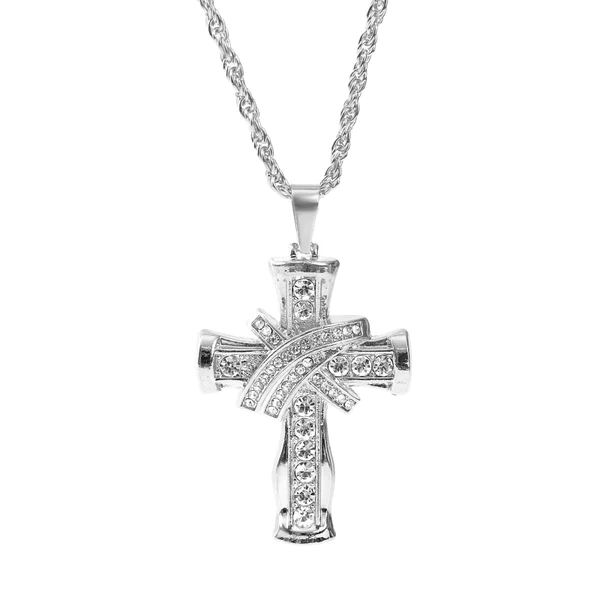 Customized CROSS Round VVS Diamond Hip Hop Pendant, Sterling Silver Iced Out Birthday Gift Pendant, Charm Diamond Hip Hop Pendant
