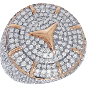 925 Sterling Silver Moissanite Diamond Mercedes Men Ring, Fully Iced Gold Plated Men Pinky Ring, Round Moissanite Diamond Hip Hop Ring For Him