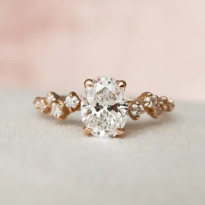 Oval Moissanite Solitaire Diamond Engagement Ring, Sterling Silver Moissanite Diamond Wedding Ring For Bridal, 10K/14K Gold Anniversary Diamond Ring For Gift