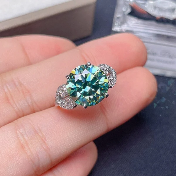 Elegant 2Ct Green Moissanite Ring, 925 Sterling Silver Ring, Dainty Engagement Rings For Women, Wedding Band, Promise Ring, Gift For Her