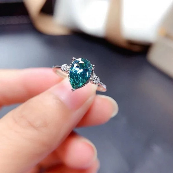 Luxury & Gorgeous Pear Shape Green Moissanite Ring For Wedding Gift, Moissanite Ring, Anniversary gift, Women's Ring, Proposal ring For Her