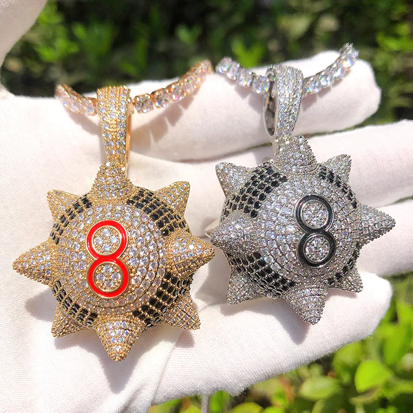 Round White VVS Diamond Hip Hop Pendant, Sterling Silver Iced Out Birthday Gift Pendant, Charm Diamond Hip Hop Pendant