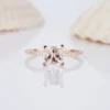Natural Pink Morganite and Diamond Engagement Ring, 2 Carat Rose Gold Princess Cut Wedding Ring, Anniversary Promise Ring Gifts