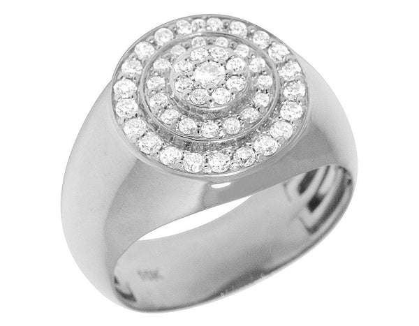 925 Sterling Silver Moissanite Diamond Men Ring, Fully Iced Gold Plated Men Pinky Ring, Round Moissanite Diamond Hip Hop Ring For Him