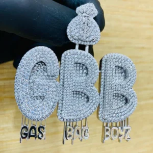 White Gold Finish Custom Number VVS Diamond Hip Hop Charm Pendant, Sterling Silver Iced Out VVS Diamond Pendant, Charm Diamond Hip Hop Pendant